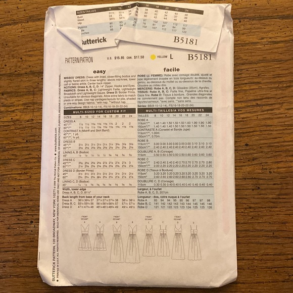 Butterick pattern B5181 - Picture 2 of 3